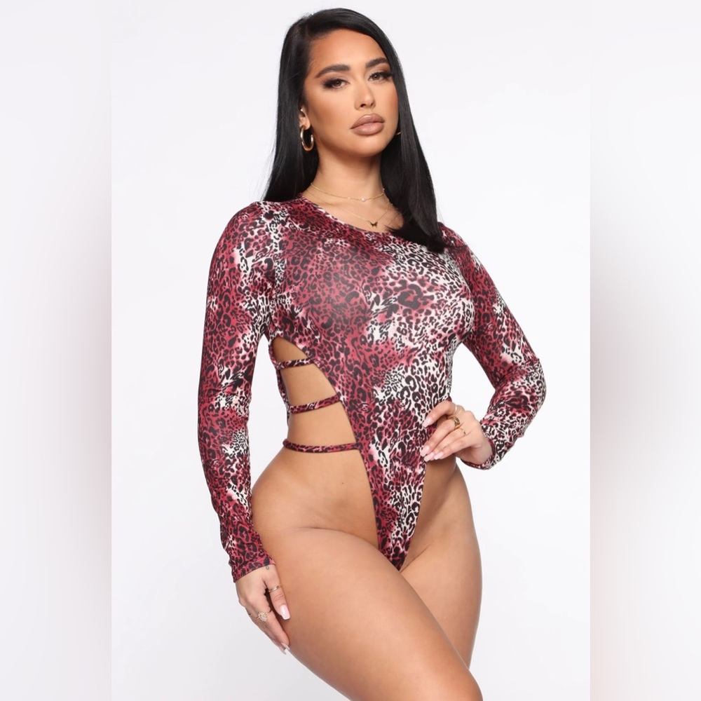 High Cut Leopard Print Body Suit